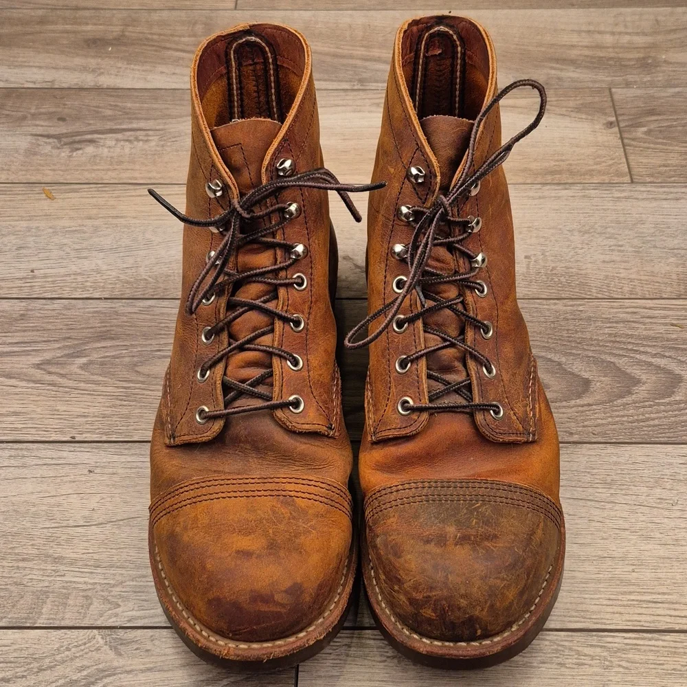 RED WING Iron Ranger 8085 Copper Brown Leather Sz 10.5 D Mens Lace Up Work Boots